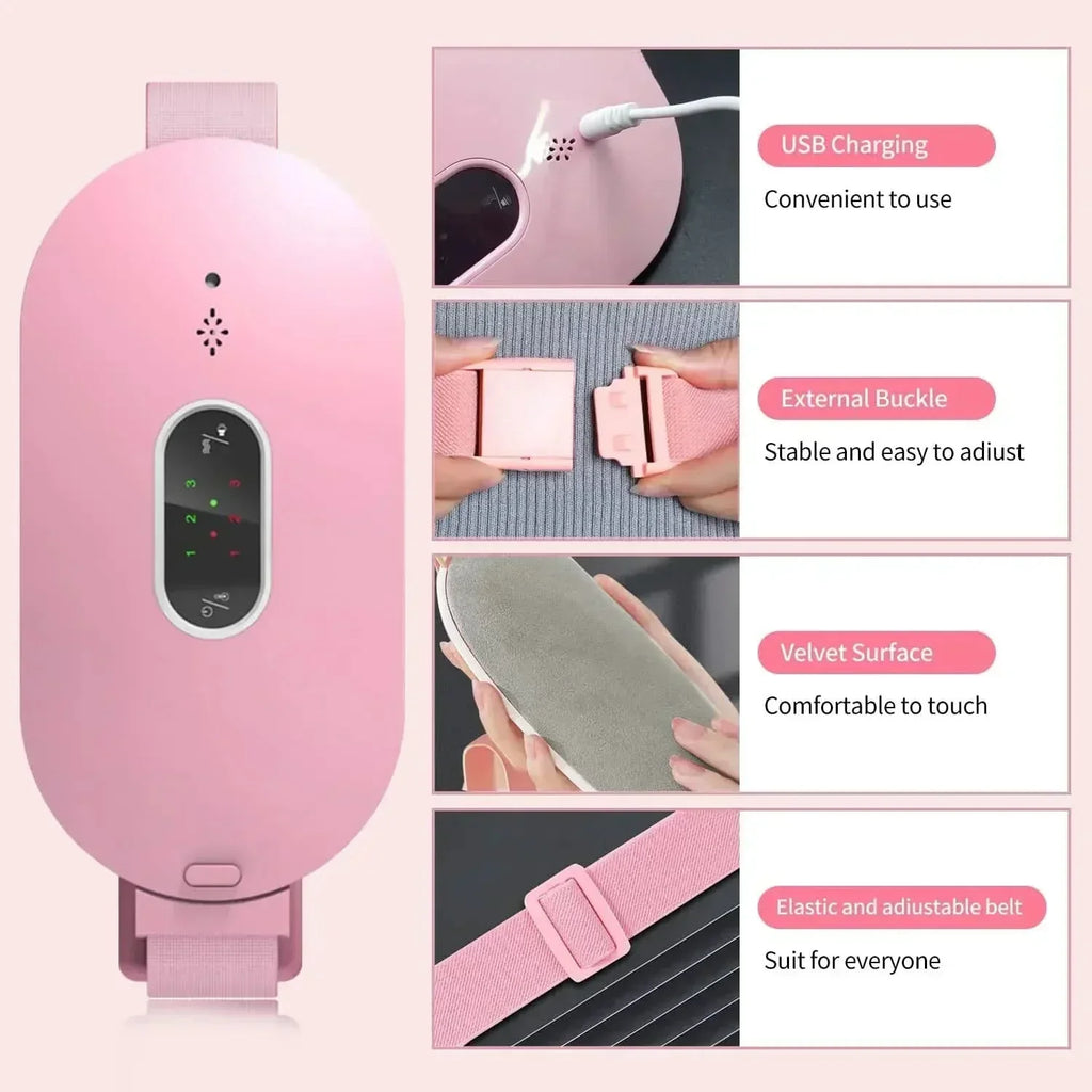 Přenosná masážní podložka CalmiWave pro úlevu od menstruačních bolestí, grafenové teplo a vibrace | Temsk