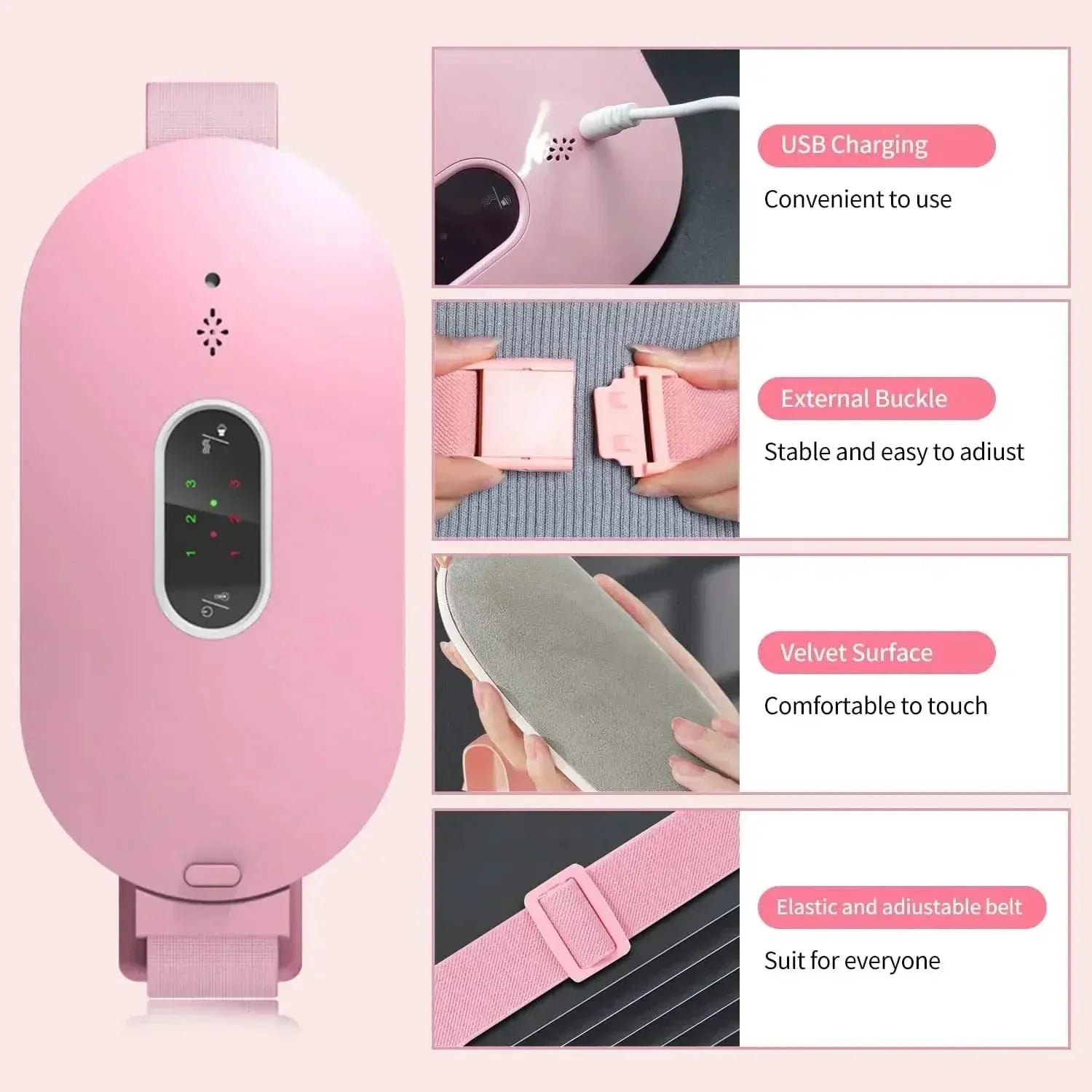 Přenosná masážní podložka CalmiWave pro úlevu od menstruačních bolestí, grafenové teplo a vibrace | Temsk