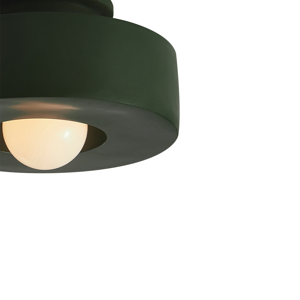 Nordic Wabi-Sabi Cylinder Ceiling Lamp Resin Dimmable 30cm Black Green Red Living Room | Temsk