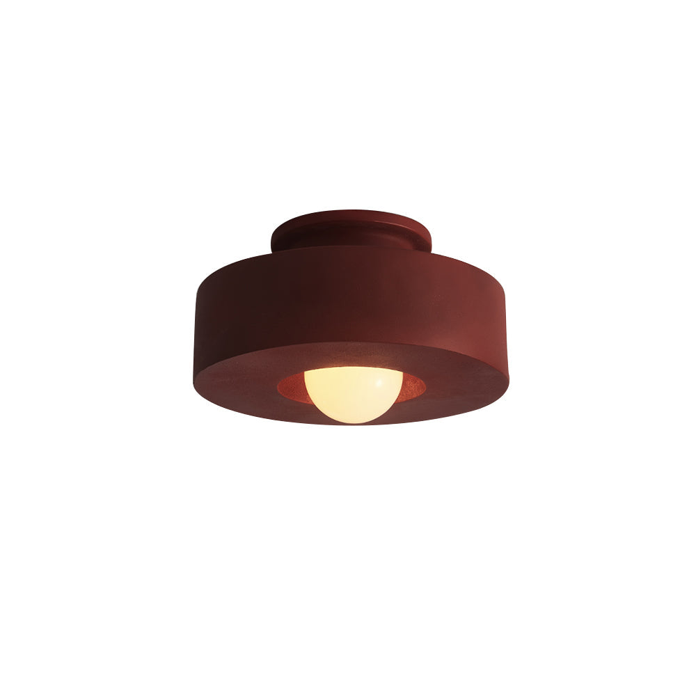 Nordic Wabi-Sabi Cylinder Ceiling Lamp Resin Dimmable 30cm Black Green Red Living Room | Temsk