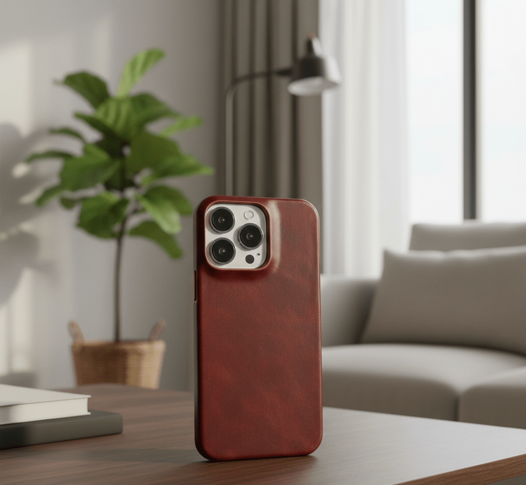 AurumHide Premium Ægte Læder MagSafe iPhone Cover med Olievoksbelægning | Temsk