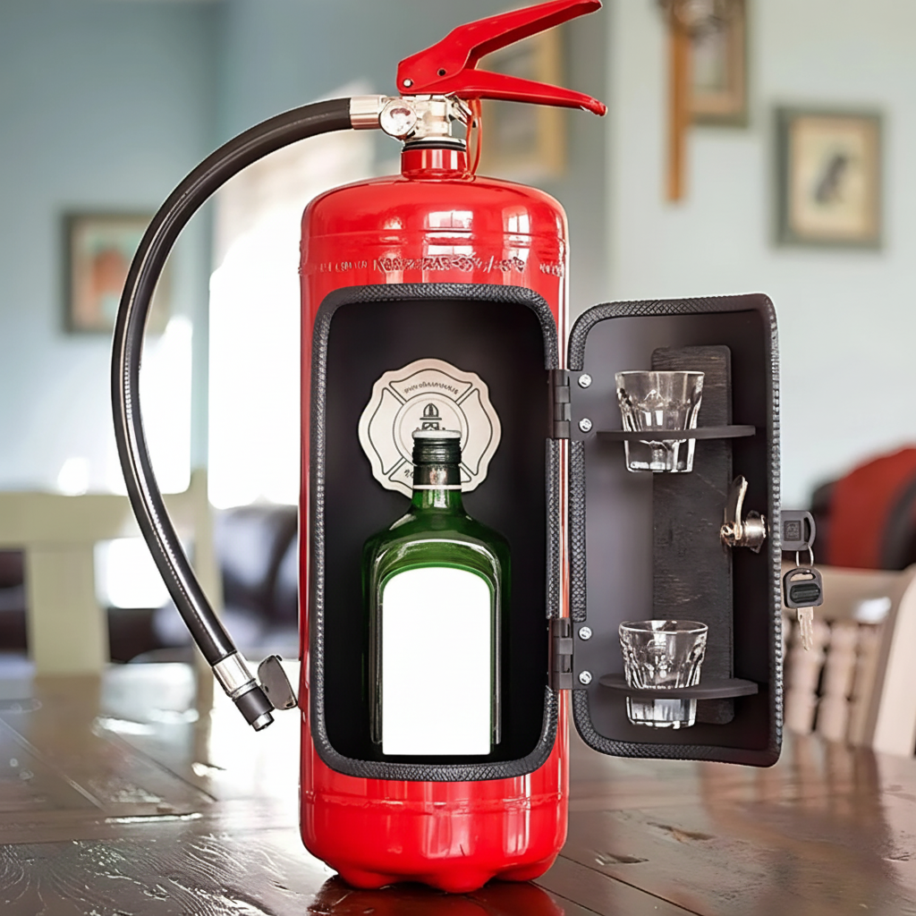 Industrial Metal Mini Bar Cabinet With Fire Extinguisher Style Look | Temsk