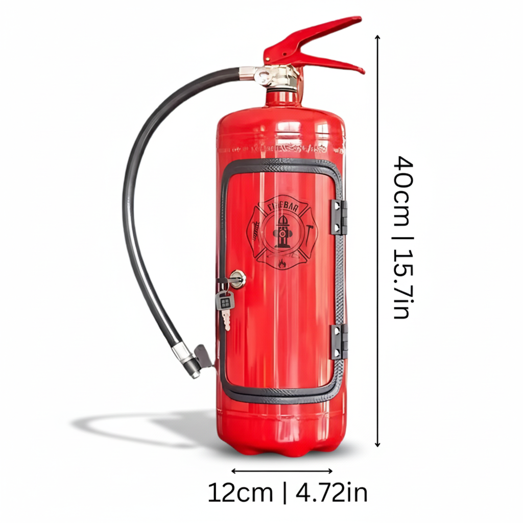Industrial Metal Mini Bar Cabinet With Fire Extinguisher Style Look | Temsk