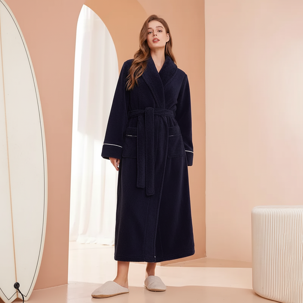 Cozy Winter Bathrobe With Full Sleeves For Lounge Comfort | Temsk