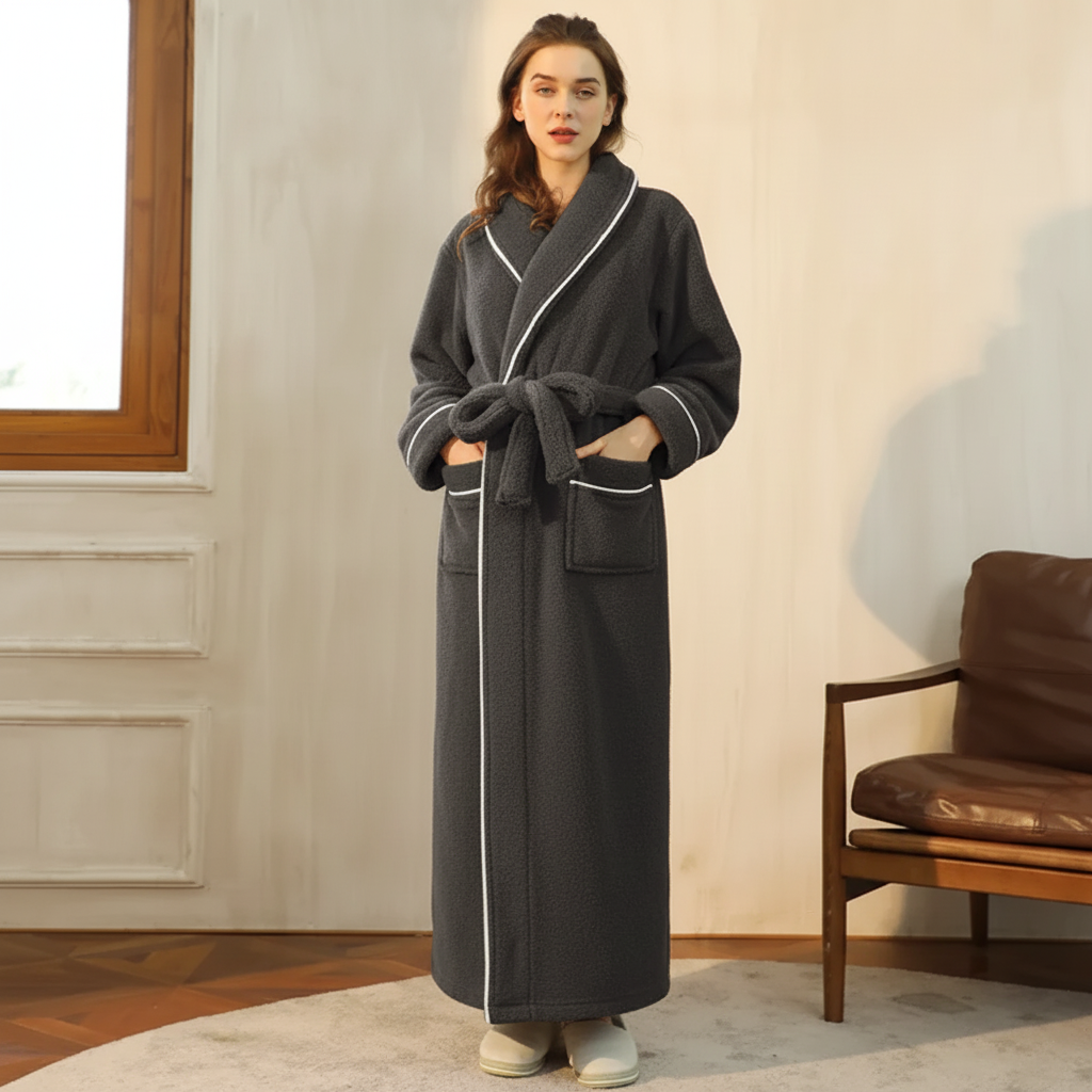 Cozy Winter Bathrobe With Full Sleeves For Lounge Comfort | Temsk