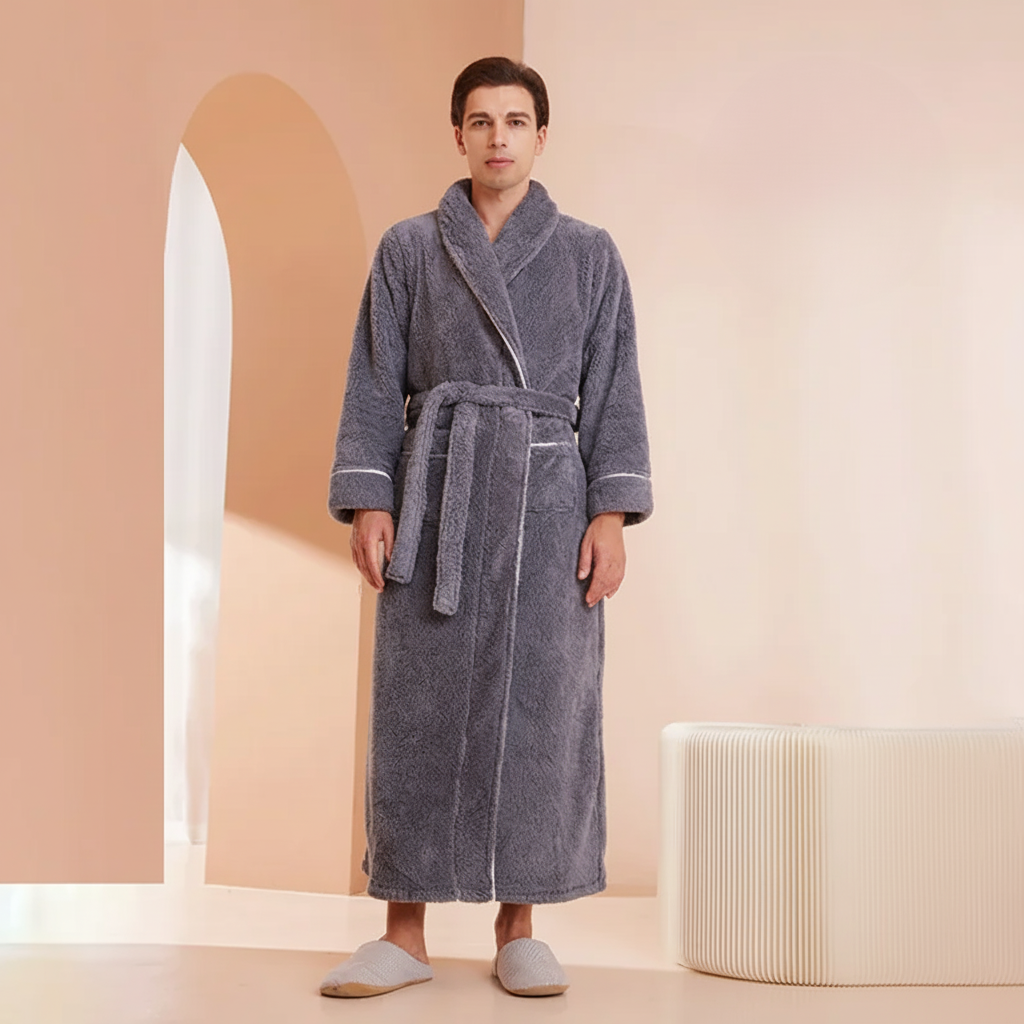 Cozy Winter Bathrobe With Full Sleeves For Lounge Comfort | Temsk