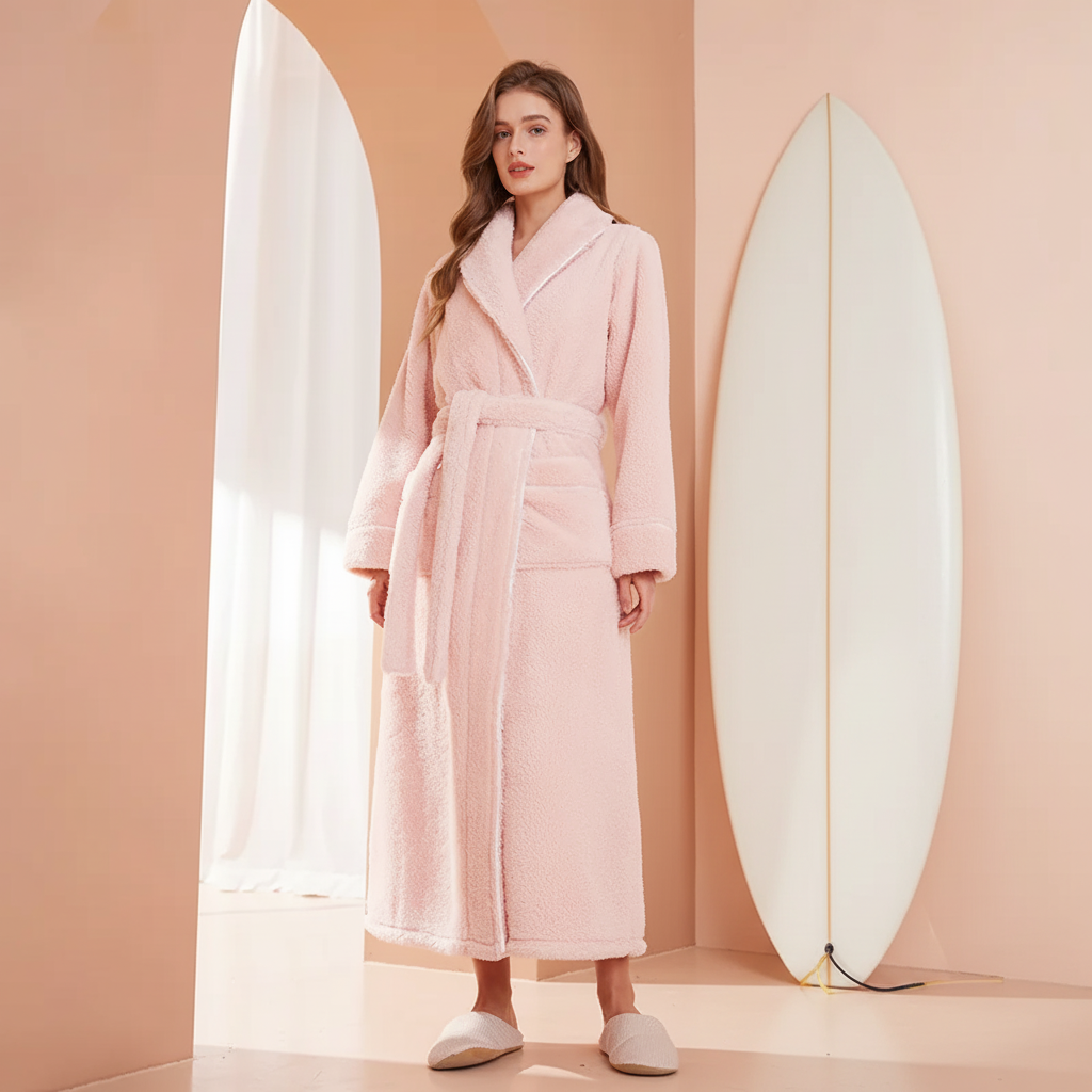 Cozy Winter Bathrobe With Full Sleeves For Lounge Comfort | Temsk