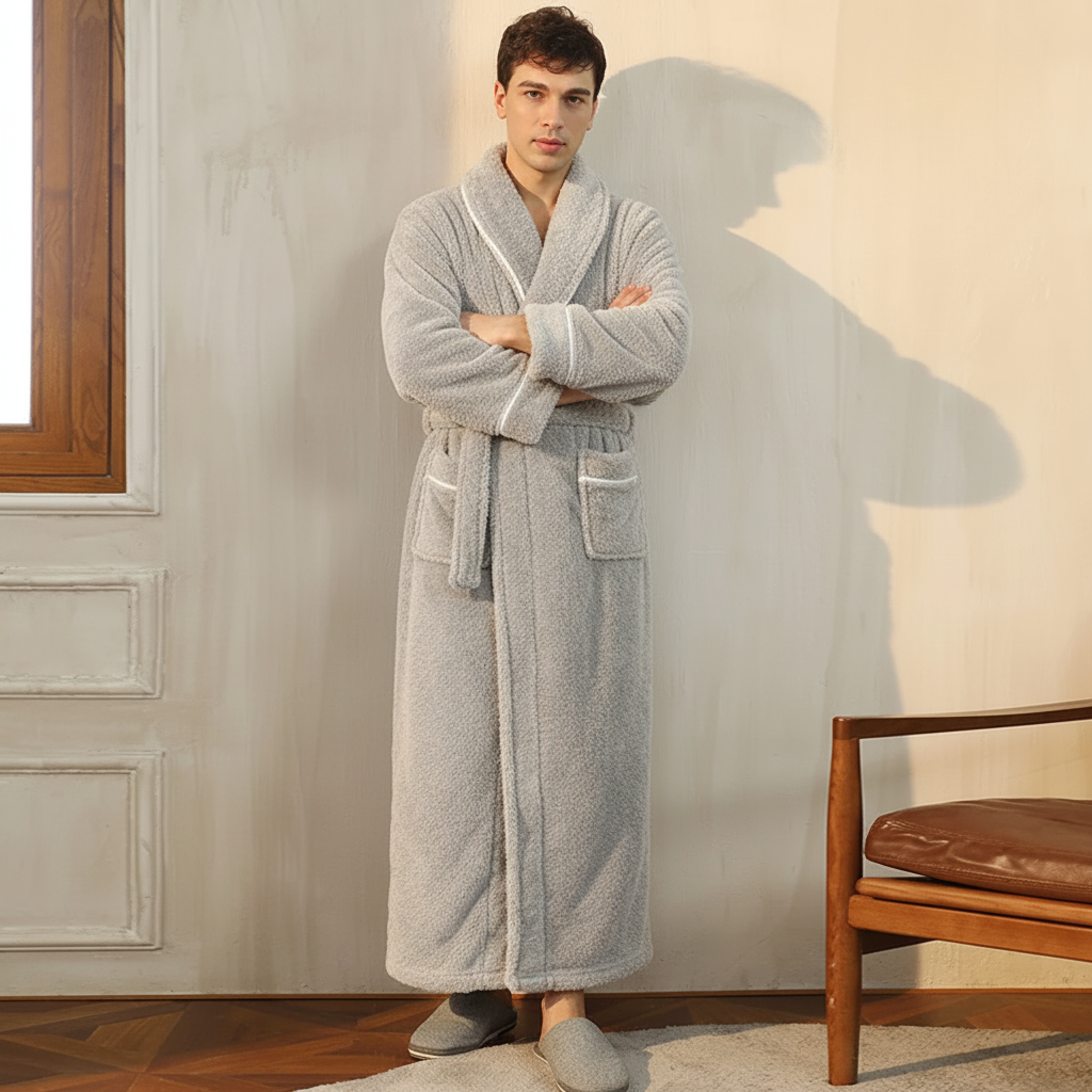 Cozy Winter Bathrobe With Full Sleeves For Lounge Comfort | Temsk