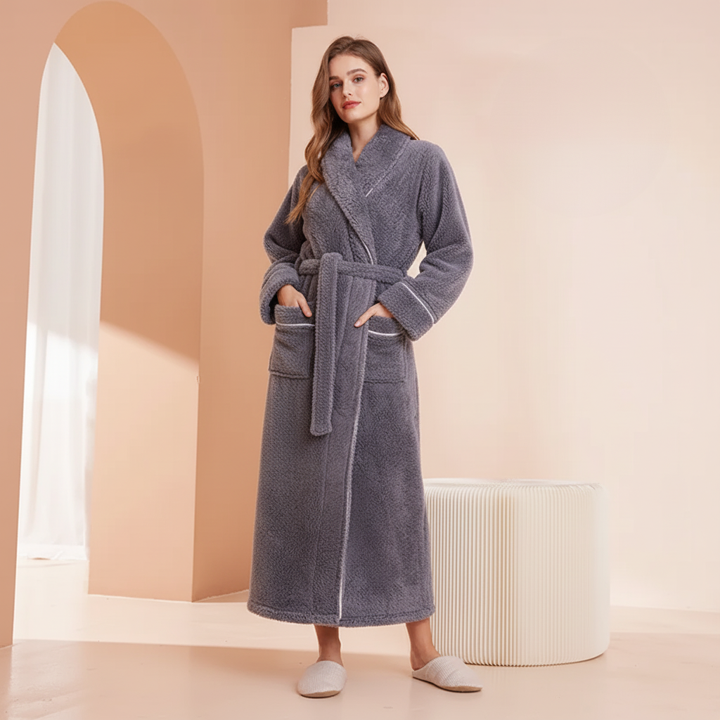 Cozy Winter Bathrobe With Full Sleeves For Lounge Comfort | Temsk