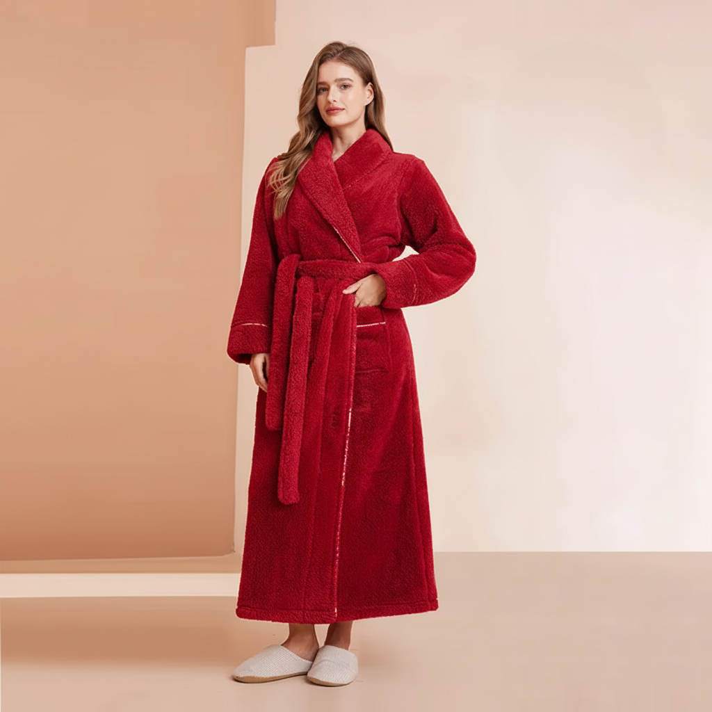 Cozy Winter Bathrobe With Full Sleeves For Lounge Comfort | Temsk