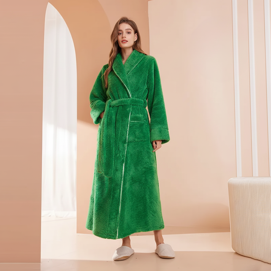 Cozy Winter Bathrobe With Full Sleeves For Lounge Comfort | Temsk