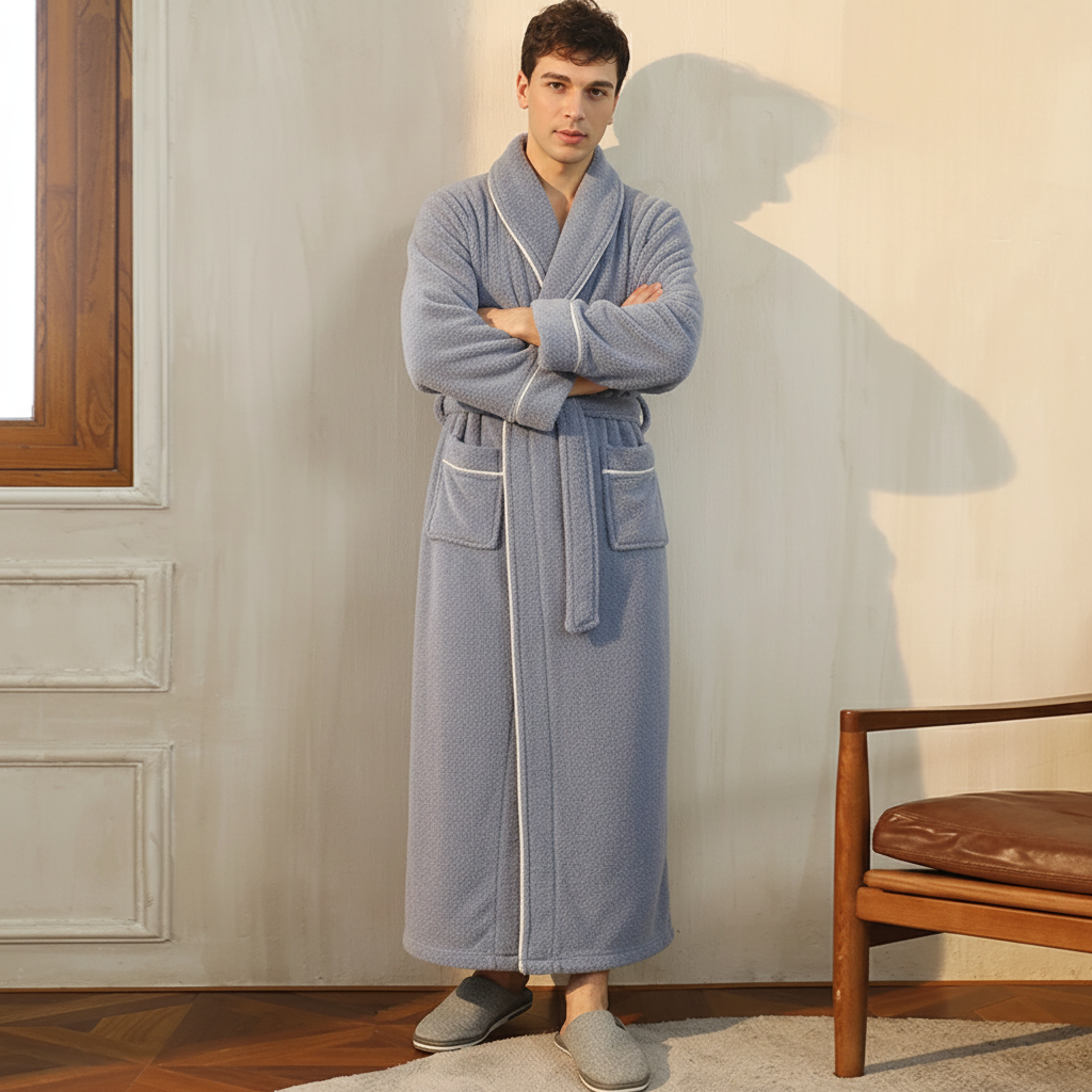 Cozy Winter Bathrobe With Full Sleeves For Lounge Comfort | Temsk