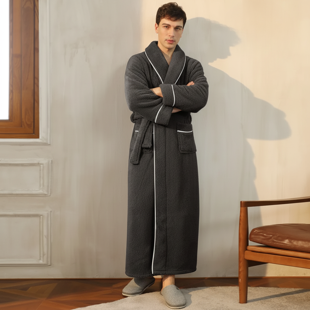 Cozy Winter Bathrobe With Full Sleeves For Lounge Comfort | Temsk