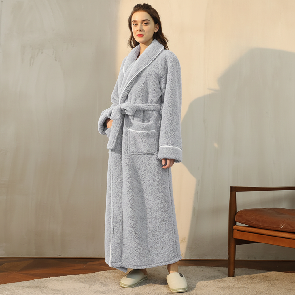 Cozy Winter Bathrobe With Full Sleeves For Lounge Comfort | Temsk