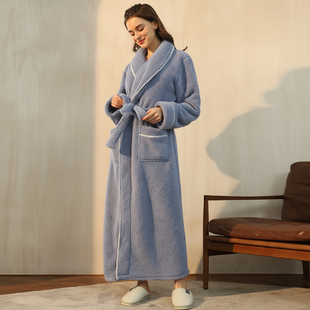 Cozy Winter Bathrobe With Full Sleeves For Lounge Comfort | Temsk