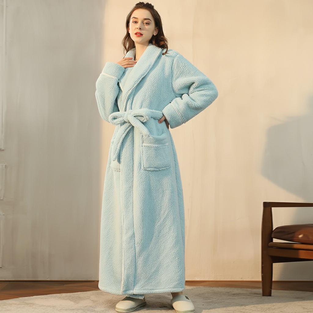 Cozy Winter Bathrobe With Full Sleeves For Lounge Comfort | Temsk