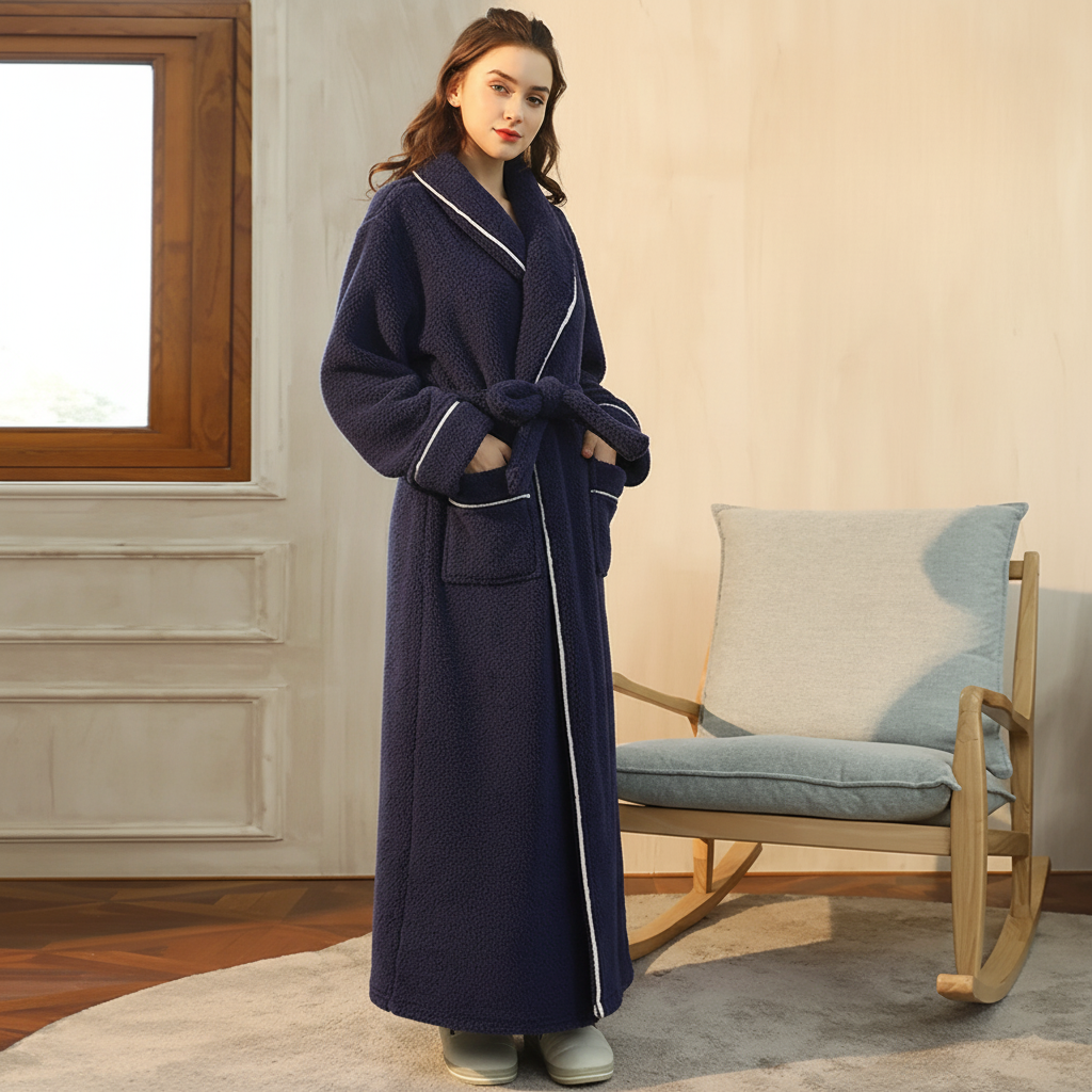 Cozy Winter Bathrobe With Full Sleeves For Lounge Comfort | Temsk