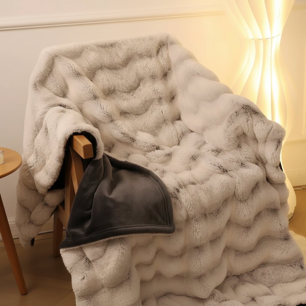 SnugAura Double-Sided Faux Rabbit Fleece Blanket For Daily Comfort | Temsk