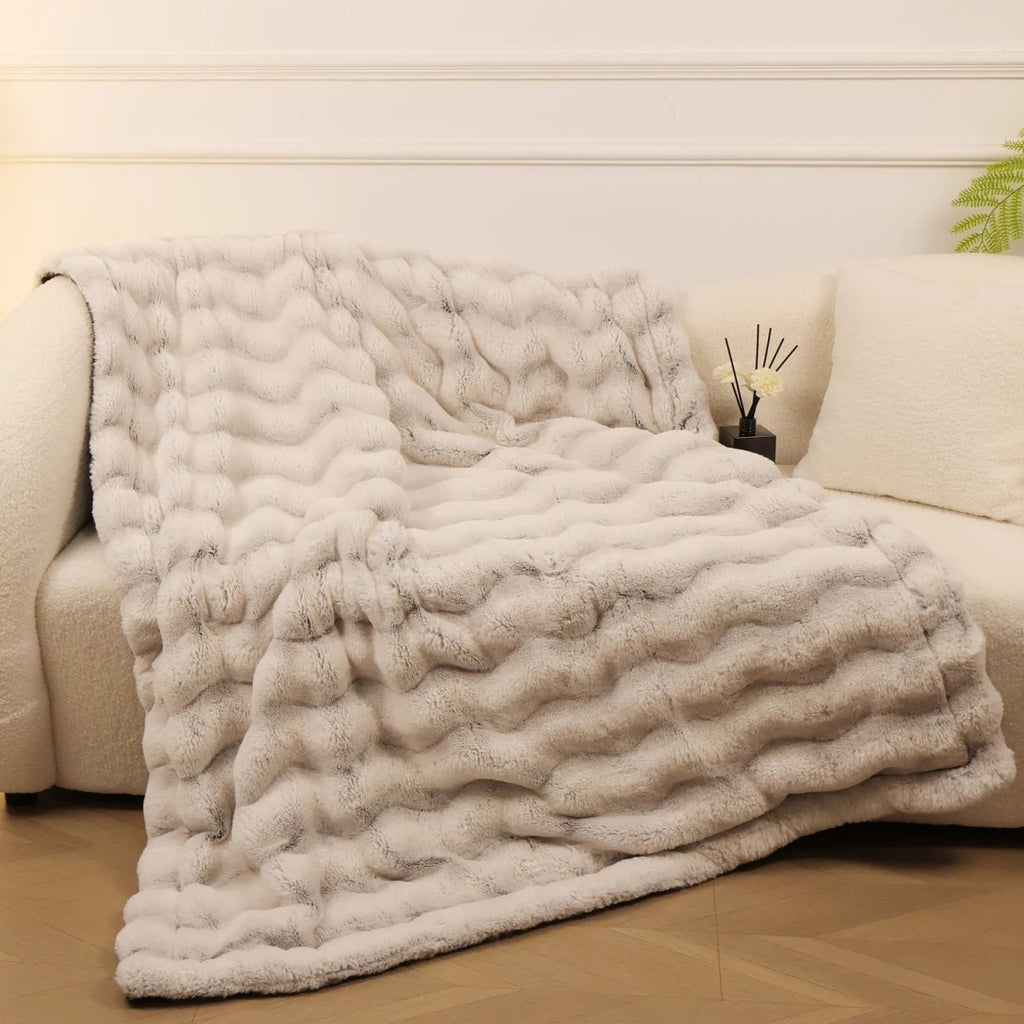 SnugAura Double-Sided Faux Rabbit Fleece Blanket For Daily Comfort | Temsk