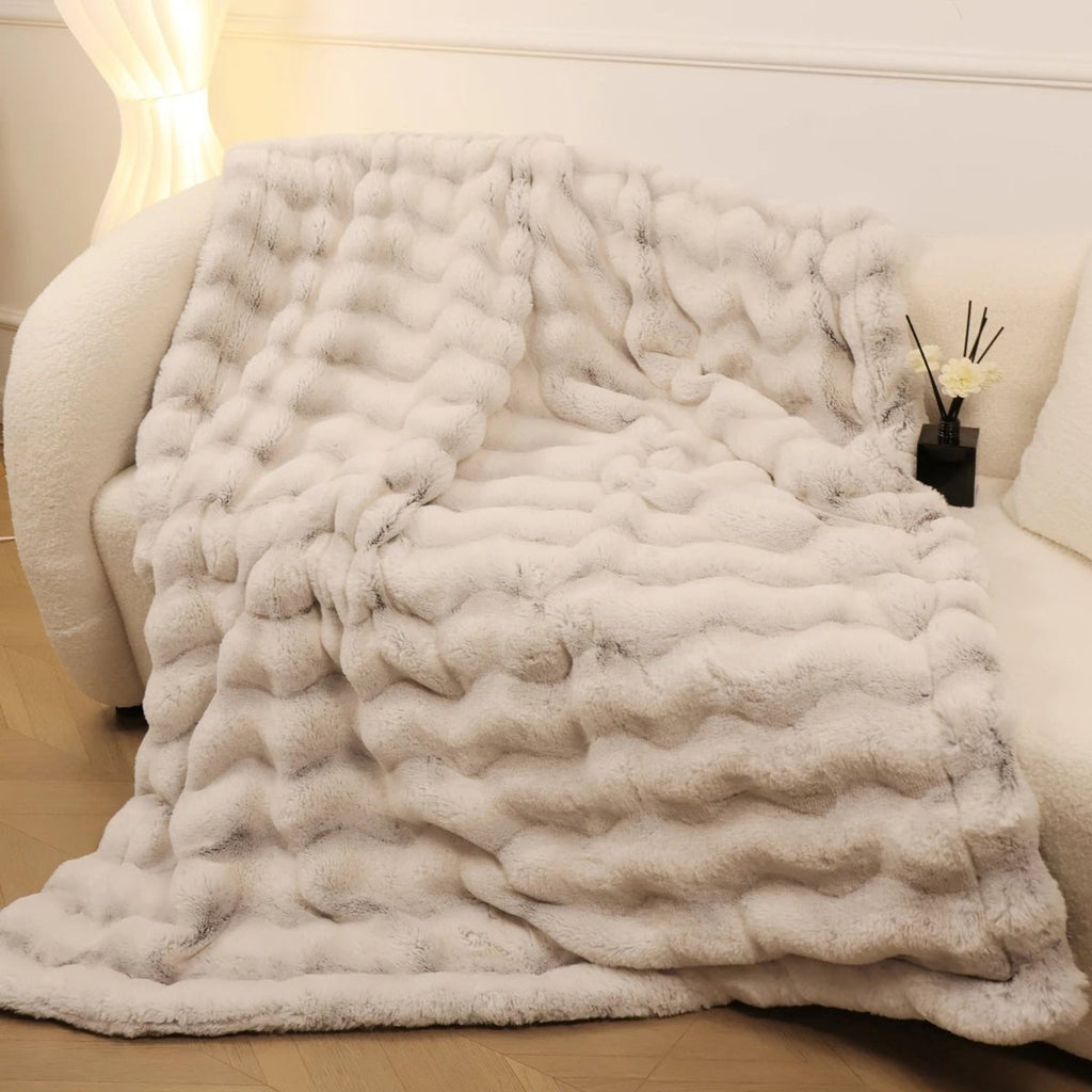SnugAura Double-Sided Faux Rabbit Fleece Blanket For Daily Comfort | Temsk
