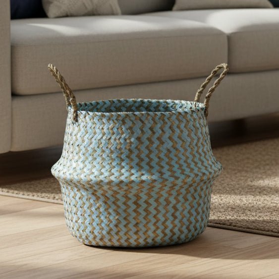 AuroraWeave Handmade Boho Willow Basket Foldable Plant Basket | Temsk