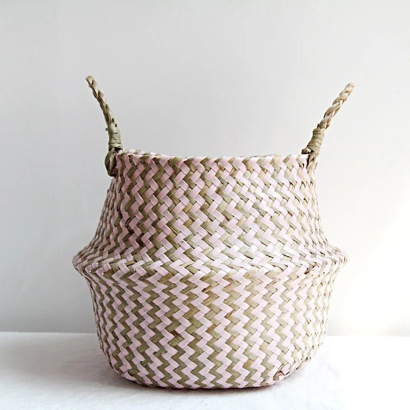 AuroraWeave Handmade Boho Willow Basket Foldable Plant Basket | Temsk