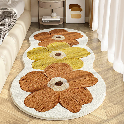 Floral Rug With Irregular Silhouette For A Soft Bedroom Floor Temsk