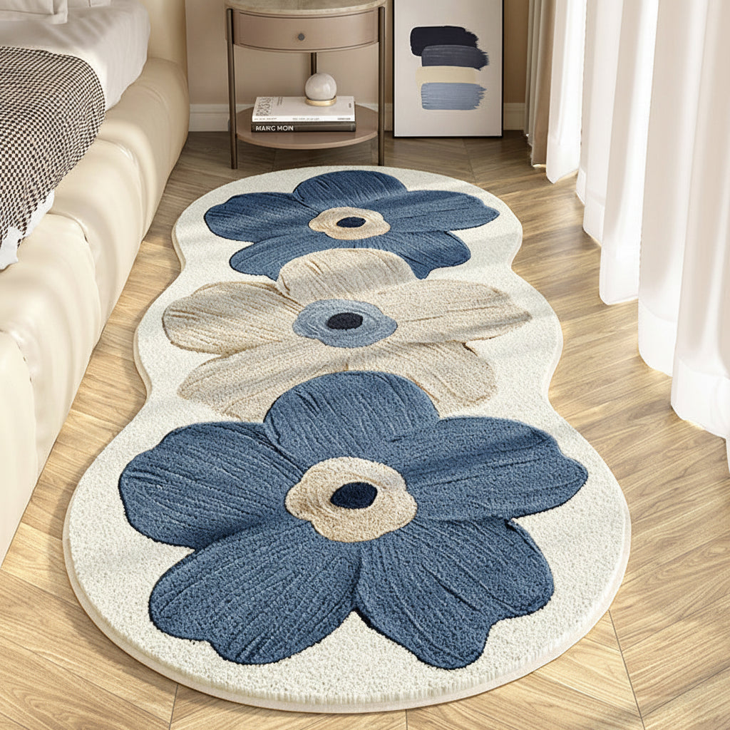 Floral Rug With Irregular Shape For A Soft Bedroom Floor | Temsk
