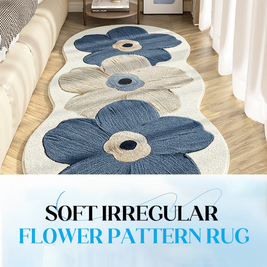 Floral Rug With Irregular Shape For A Soft Bedroom Floor | Temsk