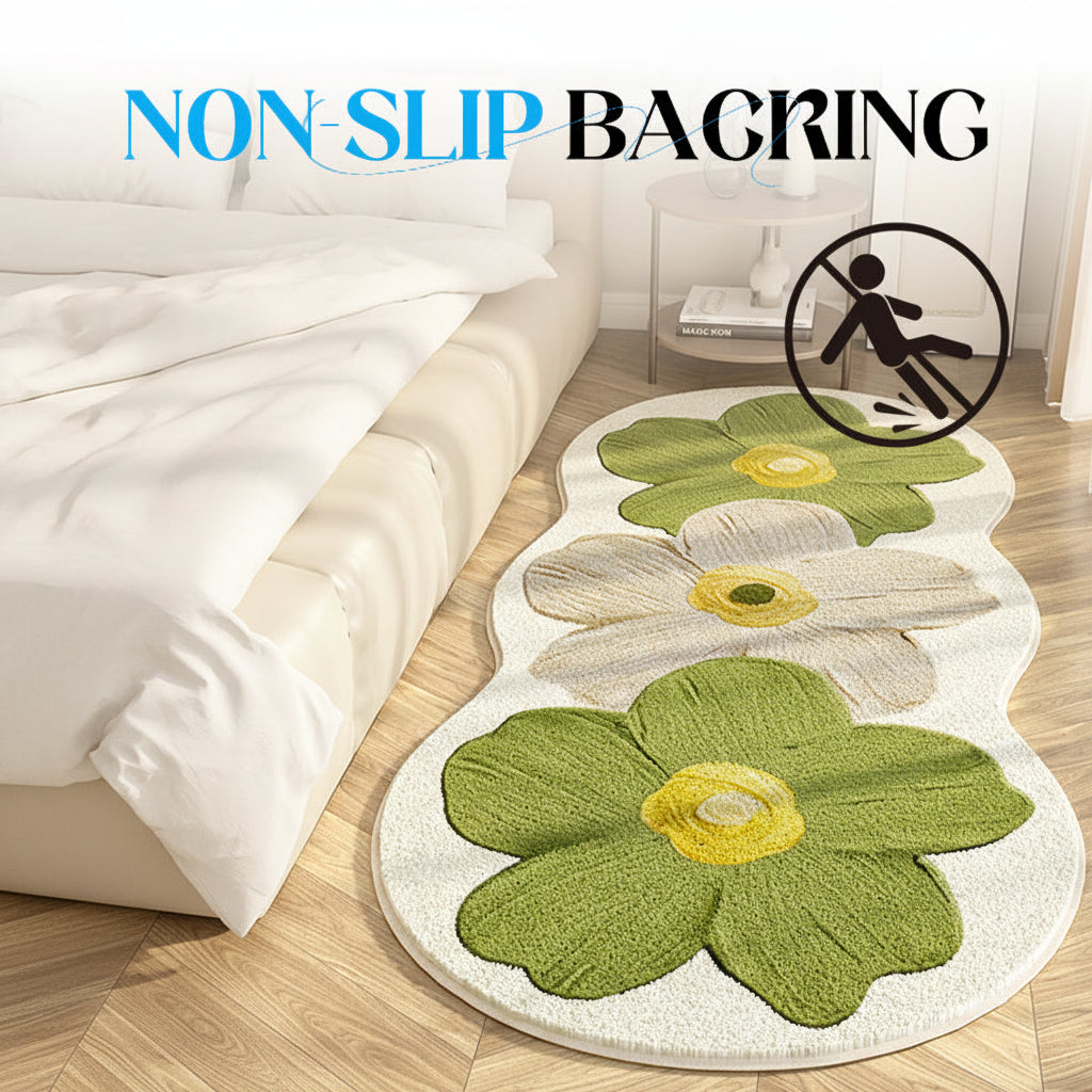 Floral Rug With Irregular Shape For A Soft Bedroom Floor | Temsk