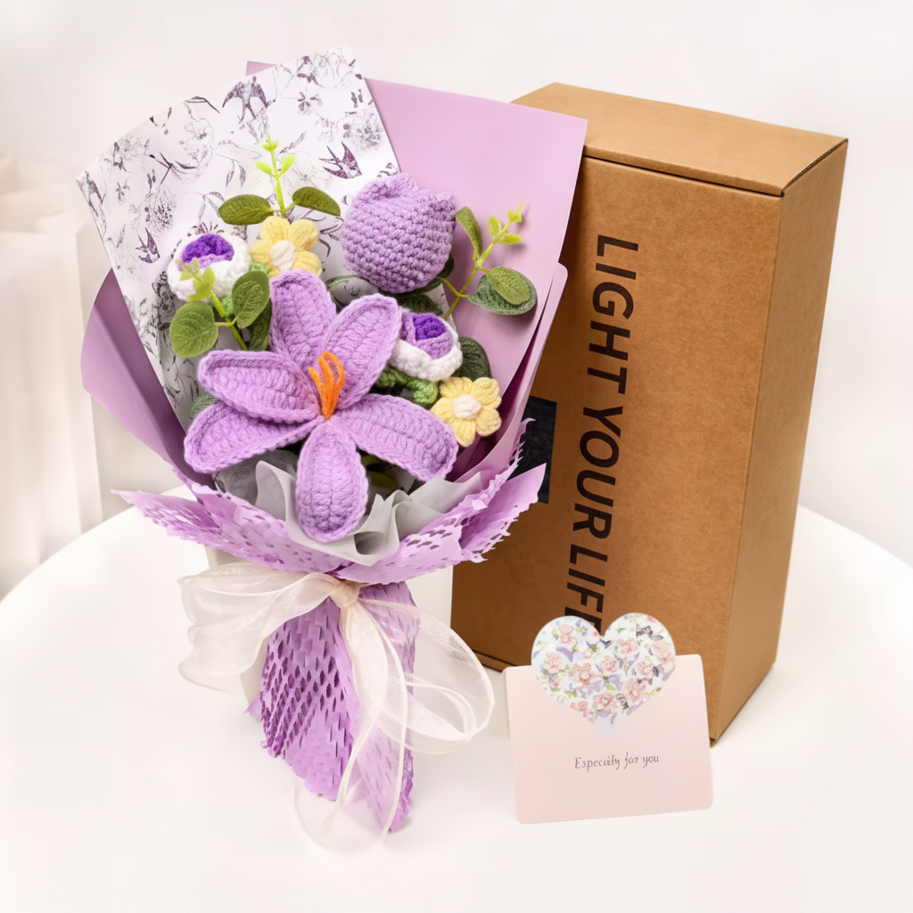 Handmade Crochet Tulip Bouquet For Home Decor Display | Temsk