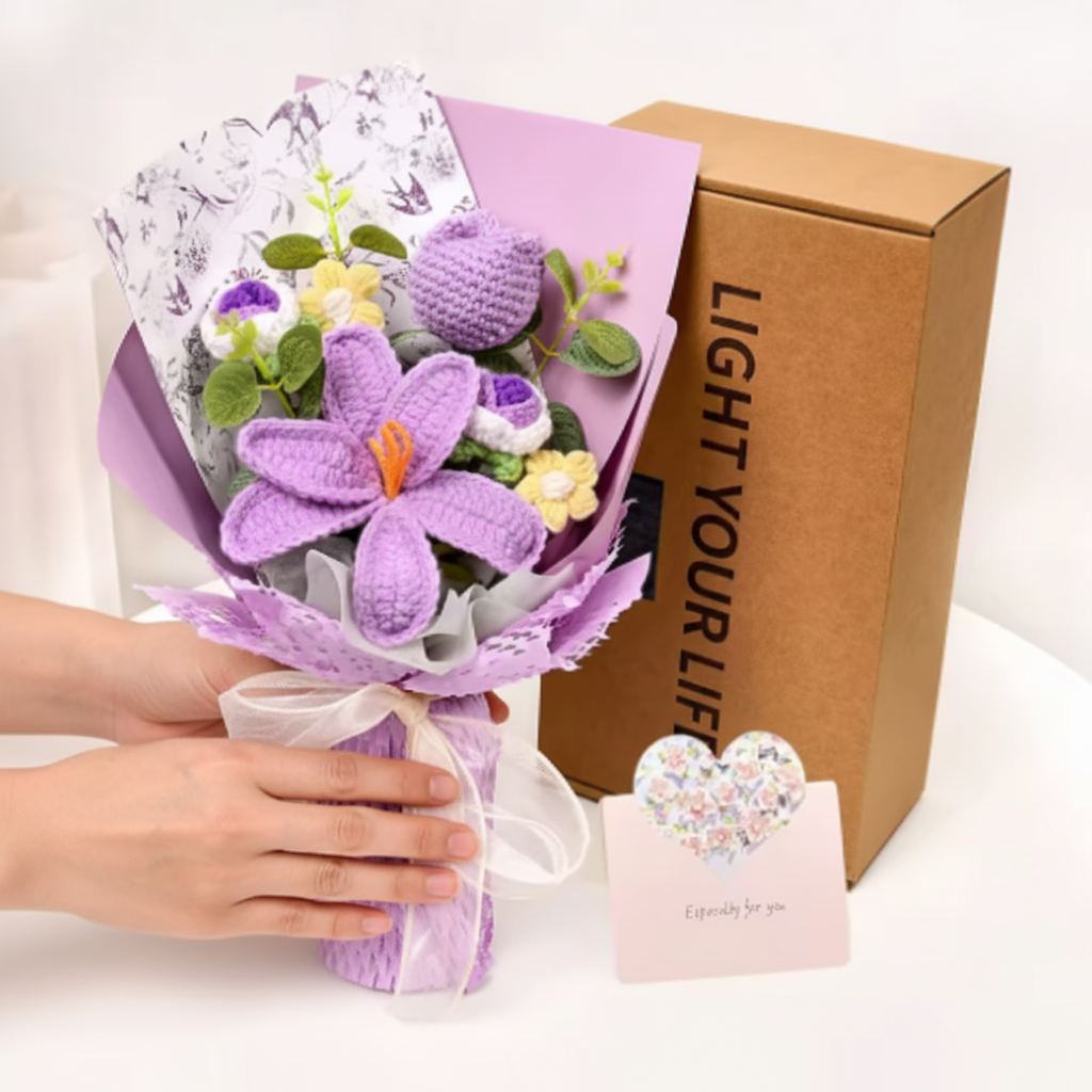 Handmade Crochet Tulip Bouquet For Home Decor Display | Temsk