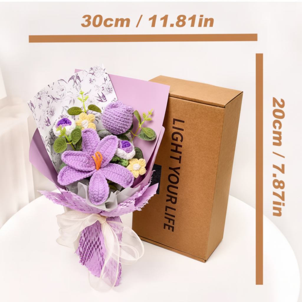 Handmade Crochet Tulip Bouquet For Home Decor Display | Temsk