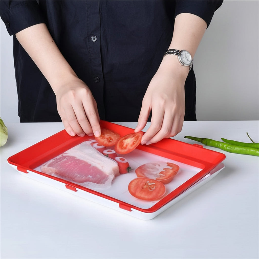 Reusable Tray With Elastic Seal For Fresh Food Storage In Kitchen | Temsk