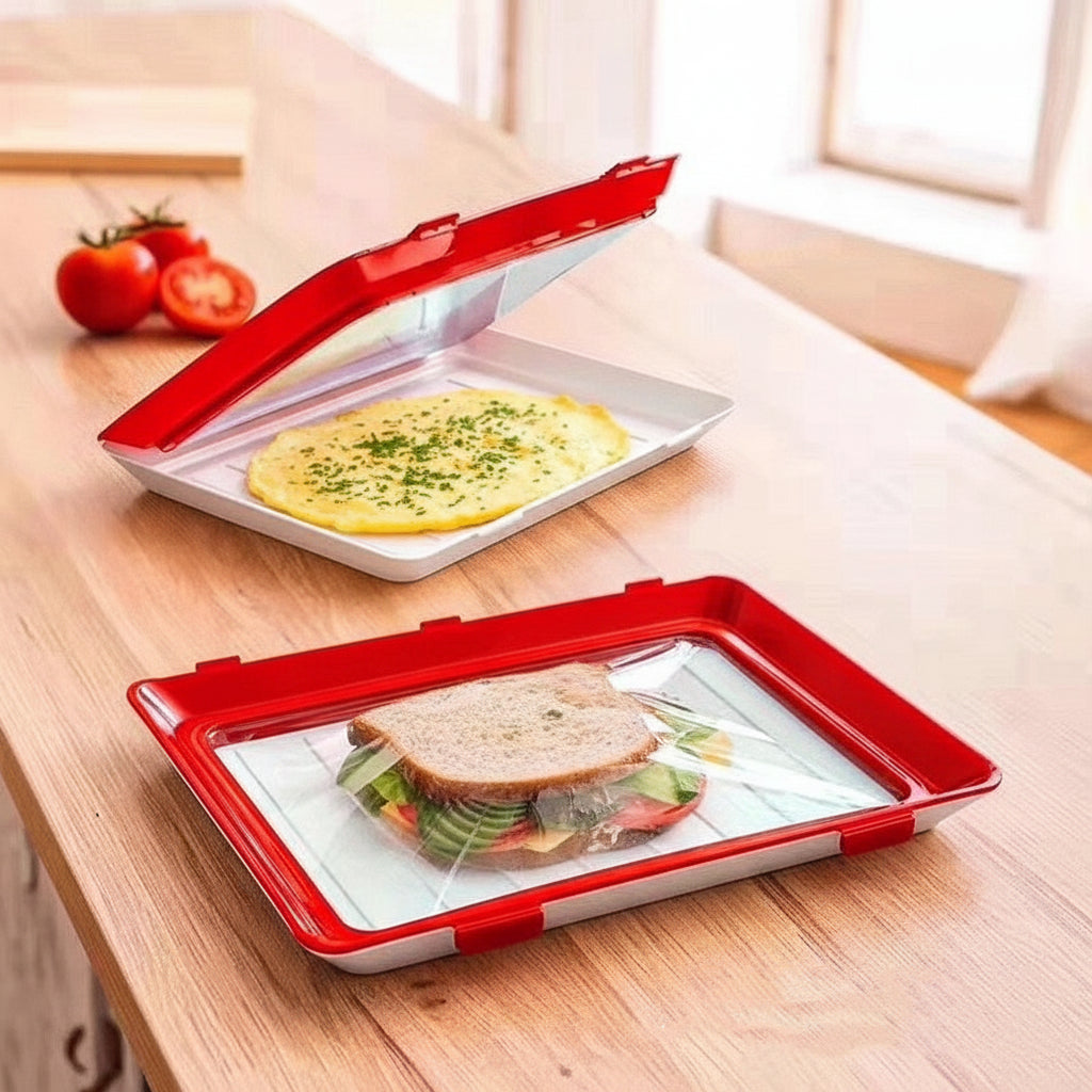 Reusable Tray With Elastic Seal For Fresh Food Storage In Kitchen | Temsk
