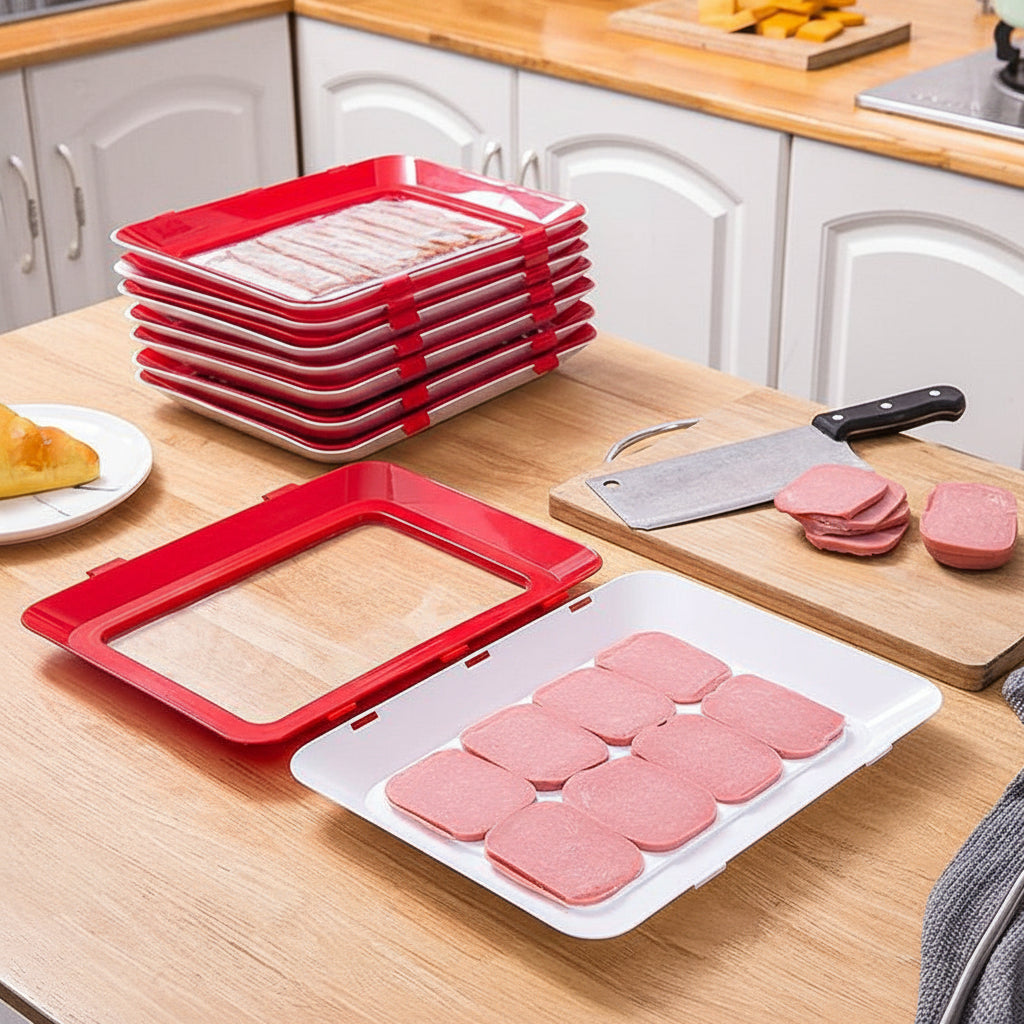 Reusable Tray With Elastic Seal For Fresh Food Storage In Kitchen | Temsk