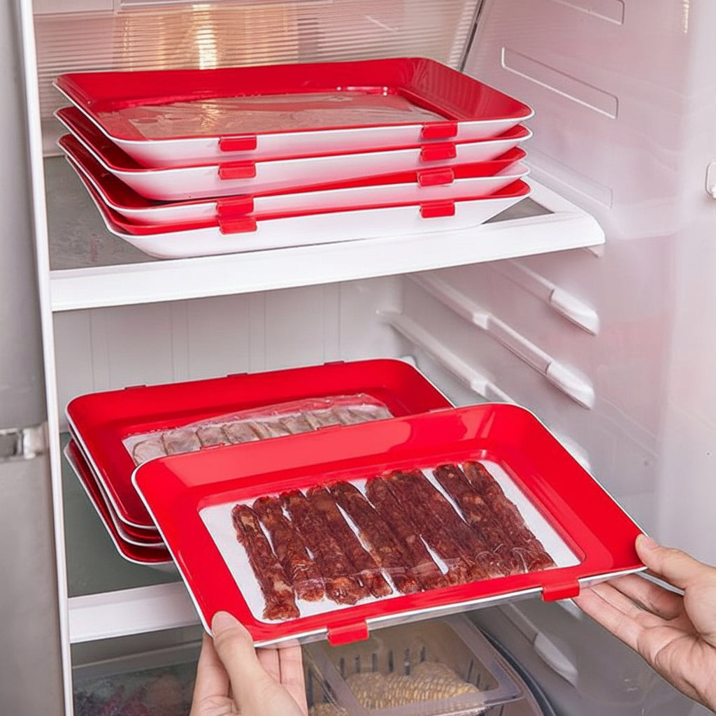 Reusable Tray With Elastic Seal For Fresh Food Storage In Kitchen | Temsk