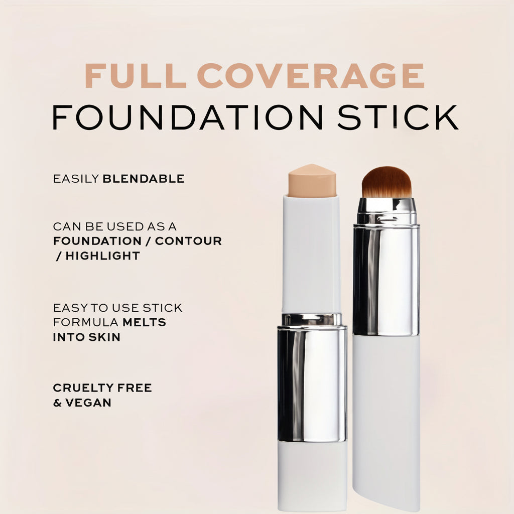 Farbwechselnder feuchtigkeitsspendender Foundation-Stick mit Creme-Make-up und weichem Pinsel | Temsk