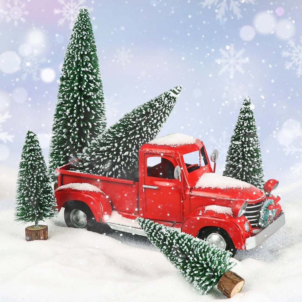 FrostSprig Flocked Mini Fir Set, 5 Pieces For Christmas Decoration | Temsk