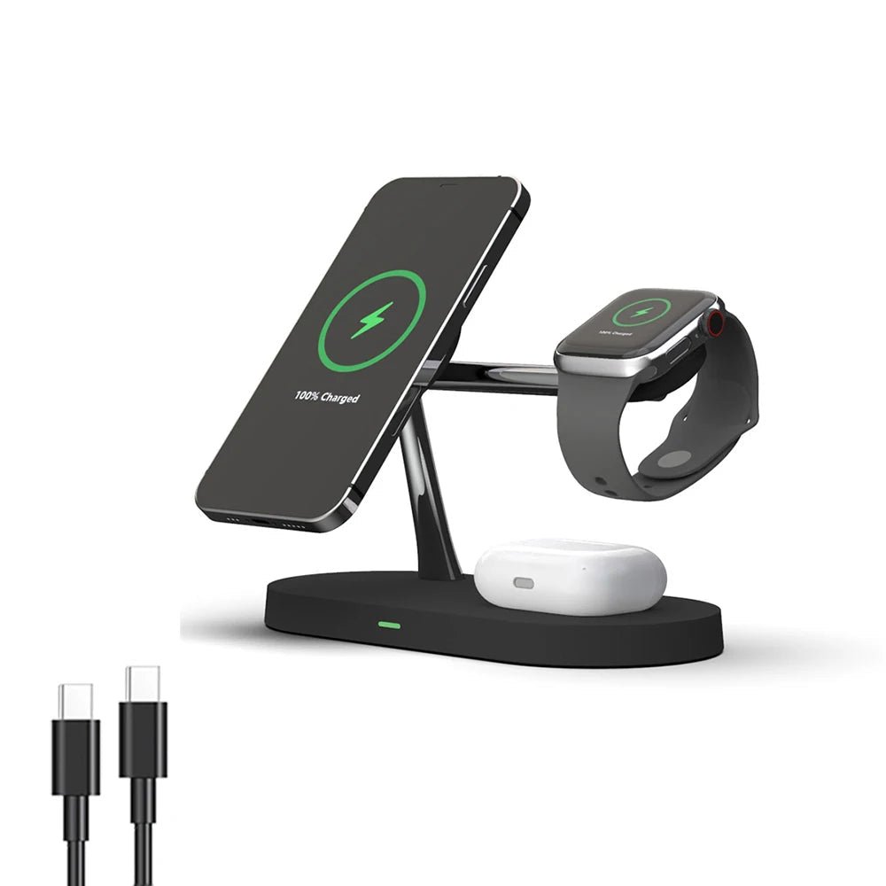 TriDock 3-In-1 MagSafe Charging Station for iPhone, Apple Watch, and AirPods | Temsk