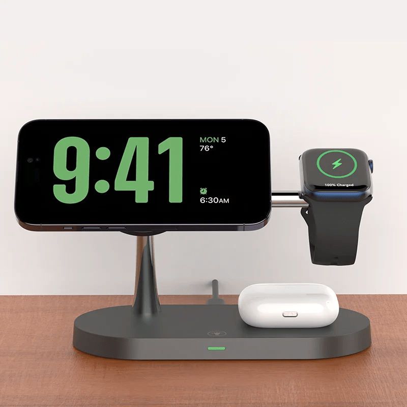 TriDock 3-In-1 MagSafe Charging Station for iPhone, Apple Watch, and AirPods | Temsk