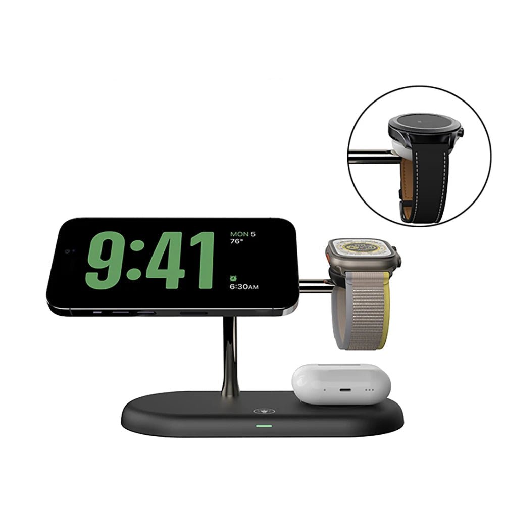 TriDock 3-In-1 MagSafe Charging Station for iPhone, Apple Watch, and AirPods | Temsk