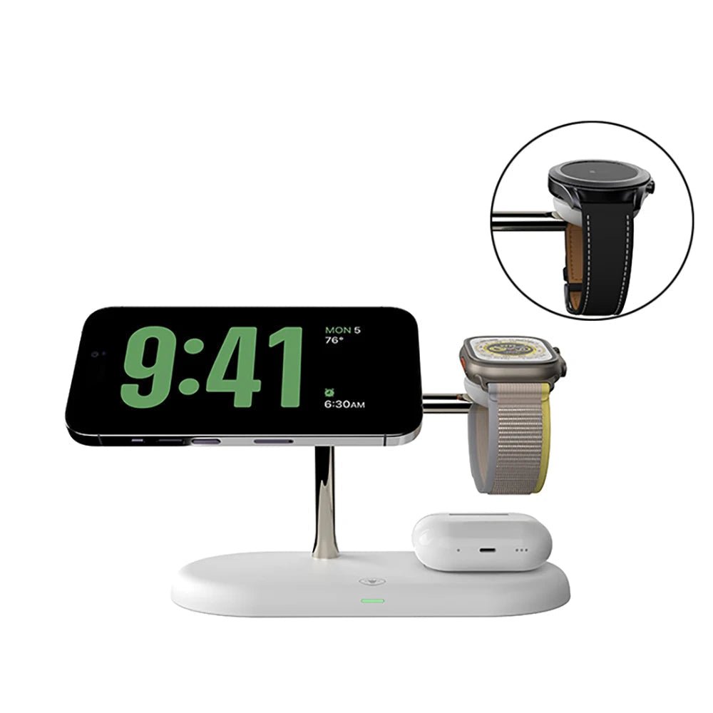 TriDock 3-In-1 MagSafe Charging Station for iPhone, Apple Watch, and AirPods | Temsk