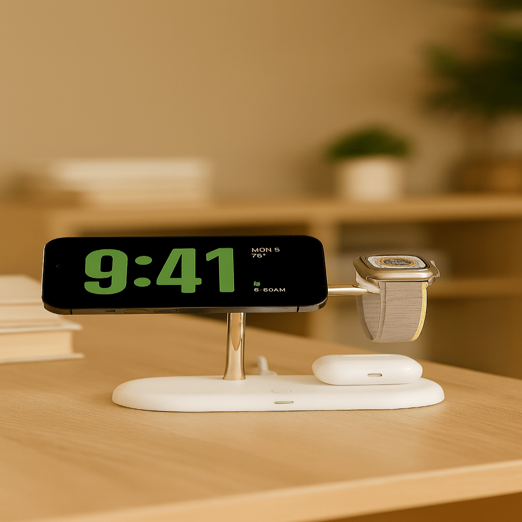 TriDock 3-In-1 MagSafe Charging Station for iPhone, Apple Watch, and AirPods | Temsk
