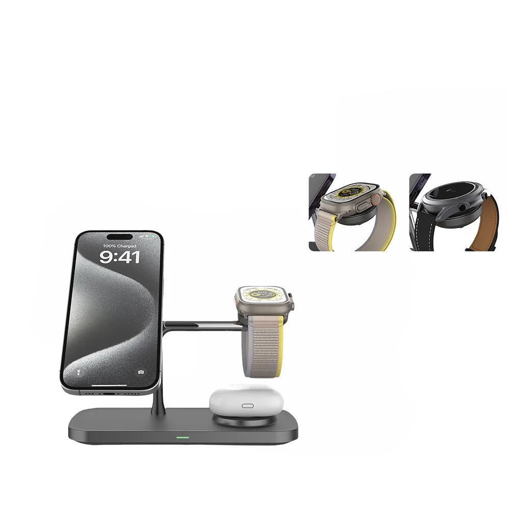 TriDock 3-In-1 MagSafe Charging Station for iPhone, Apple Watch, and AirPods | Temsk