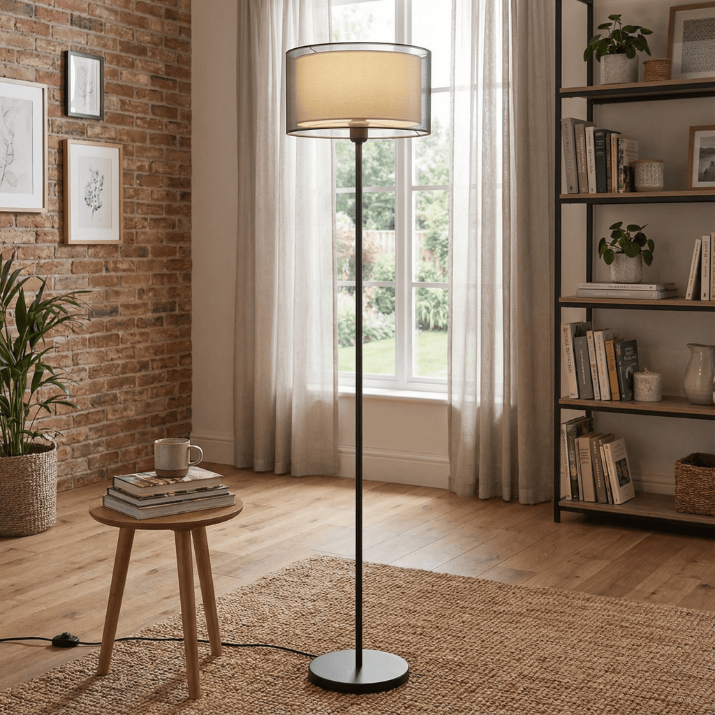 Fabric Diffuser Mesh Floor Lamp, Modern Design, 60 Inches Tall | Temsk