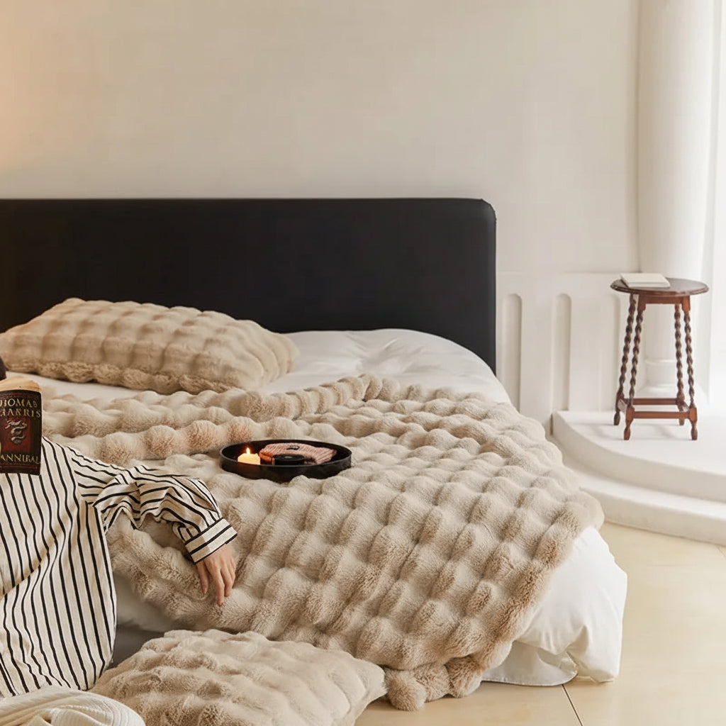Soft Faux Fur Throw Blanket Plush Cozy For Sofa And Bed | Temsk