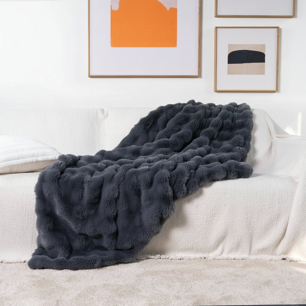 Soft Faux Fur Throw Blanket Plush Cozy For Sofa And Bed | Temsk