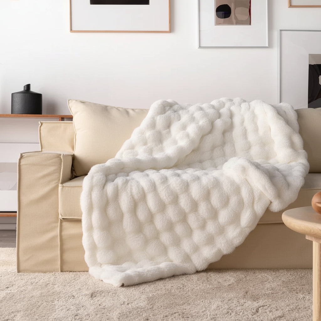 Soft Faux Fur Throw Blanket Plush Cozy For Sofa And Bed | Temsk