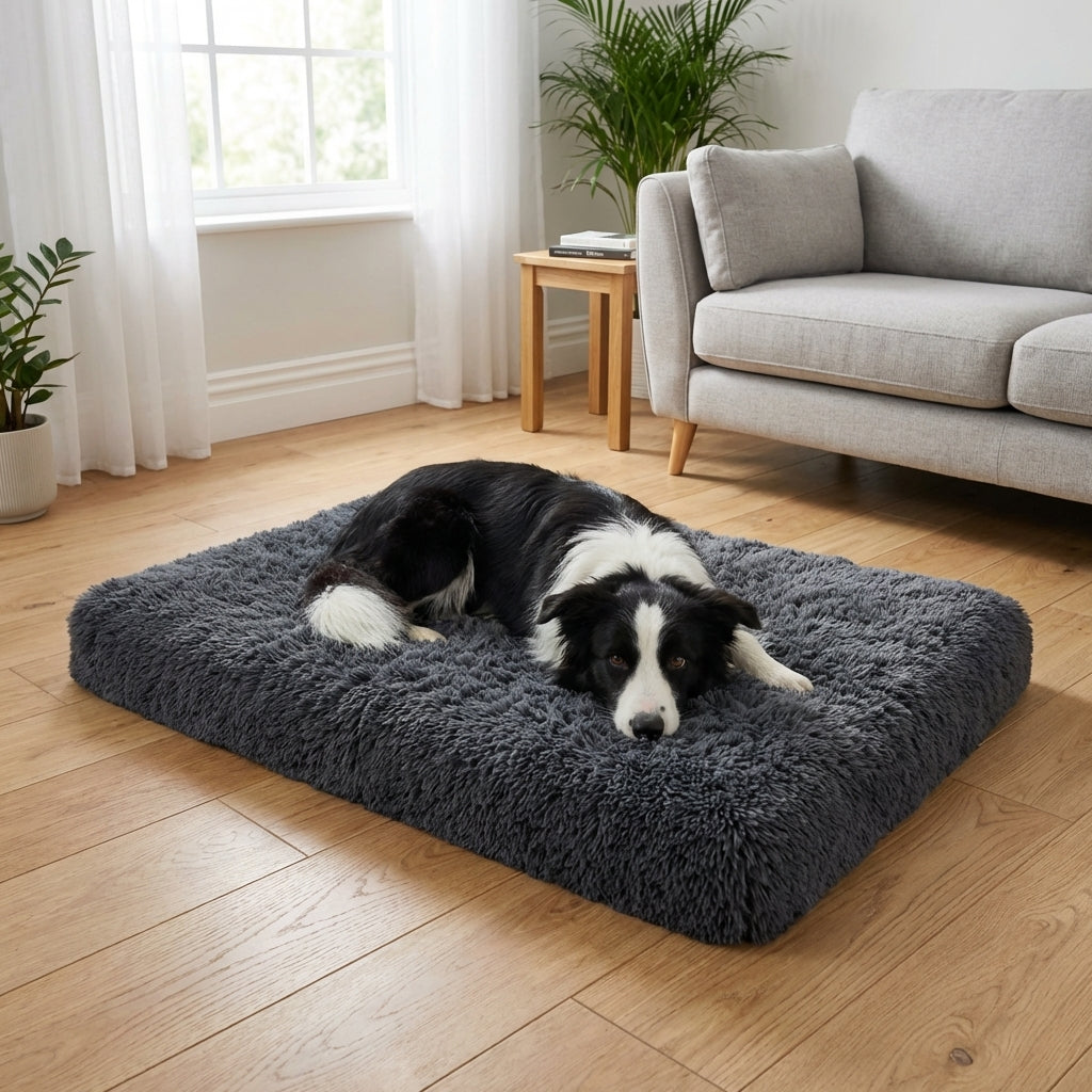 Faux Fur Dog Mat With Foam Filling And Removable Washable Cover Sizes M To XXL | Temsk
